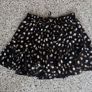 Polka Dot Ruffle Skort - Black and Brown